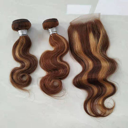 Real Hair Weave Piano Color Block Body Wave Bundle